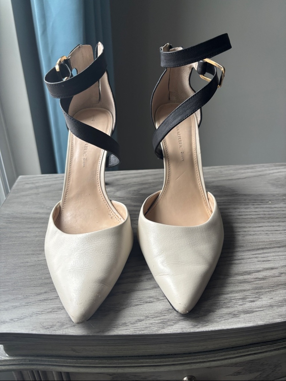 Banana Republic Two-Tone Pointed-Toe Ankle-Strap Pumps